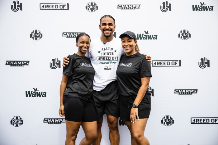 Klutch Sports Group’s Shakeemah Simmons-Winter (left) and Nicole Lynn are two members of Hurts’s all-female team.